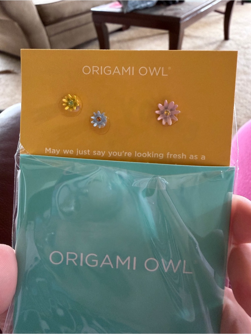 Origami Owl Floral Charm Set - Yellow, Blue & Pink